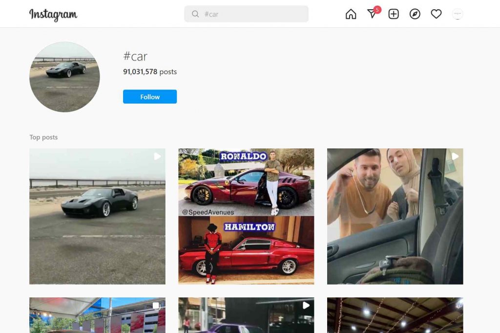 Car hashtags for Instagram