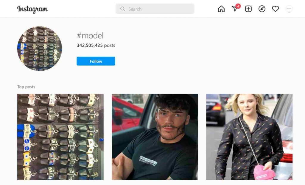 Model hashtags for Instagram