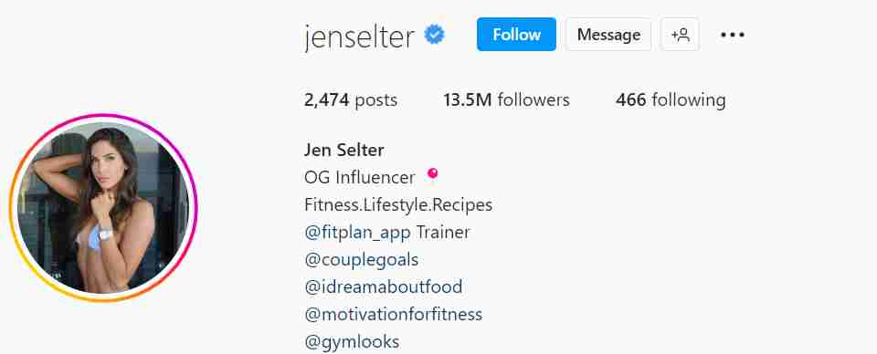 Jen-fitness accounts on Instagram