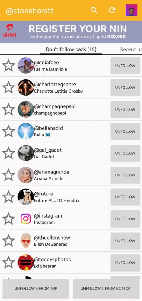 Followers Unfollowers - Android