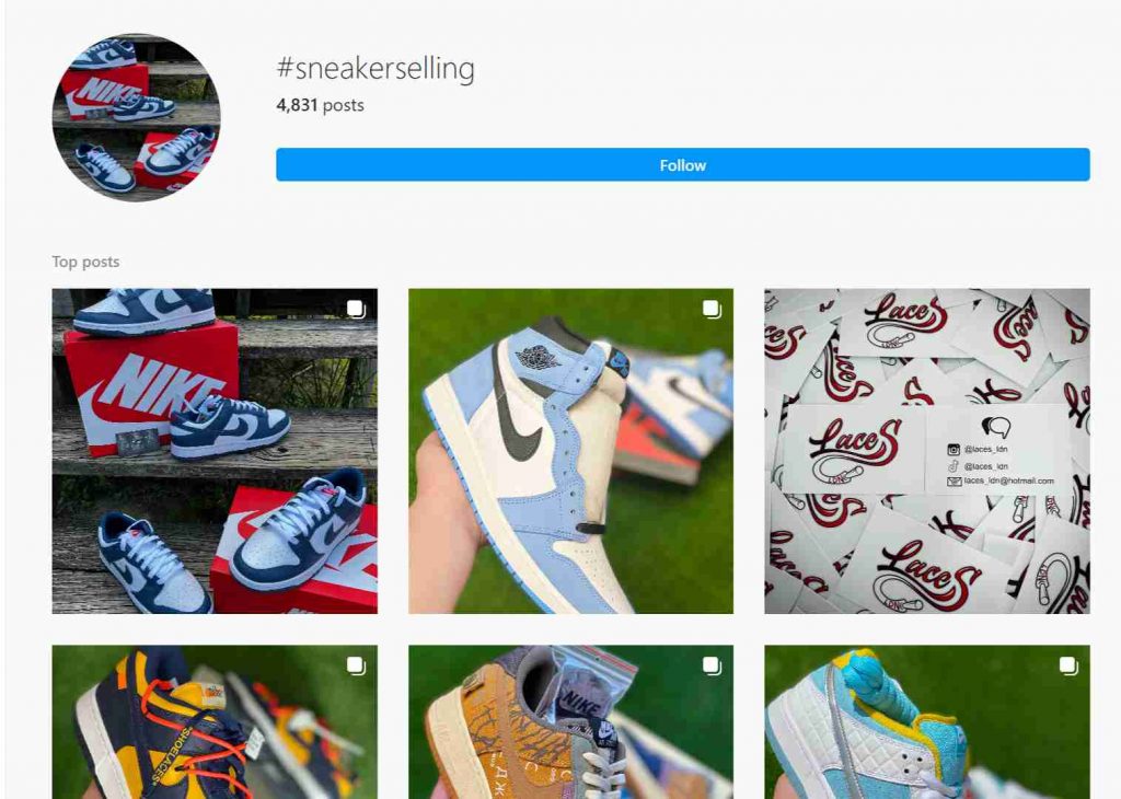 Sneaker selling Hashtags 